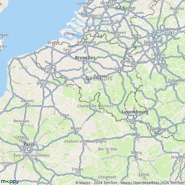 La carte de la région Région Wallonne